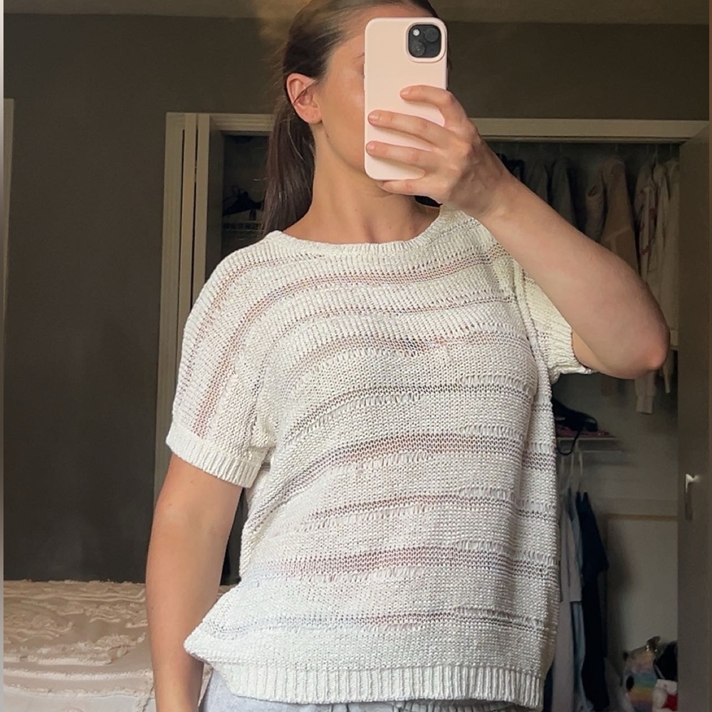 loft white knit top